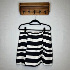 LOFT Striped Mini Skirt - Women's Size 14 - Black and White - Cotton Blend